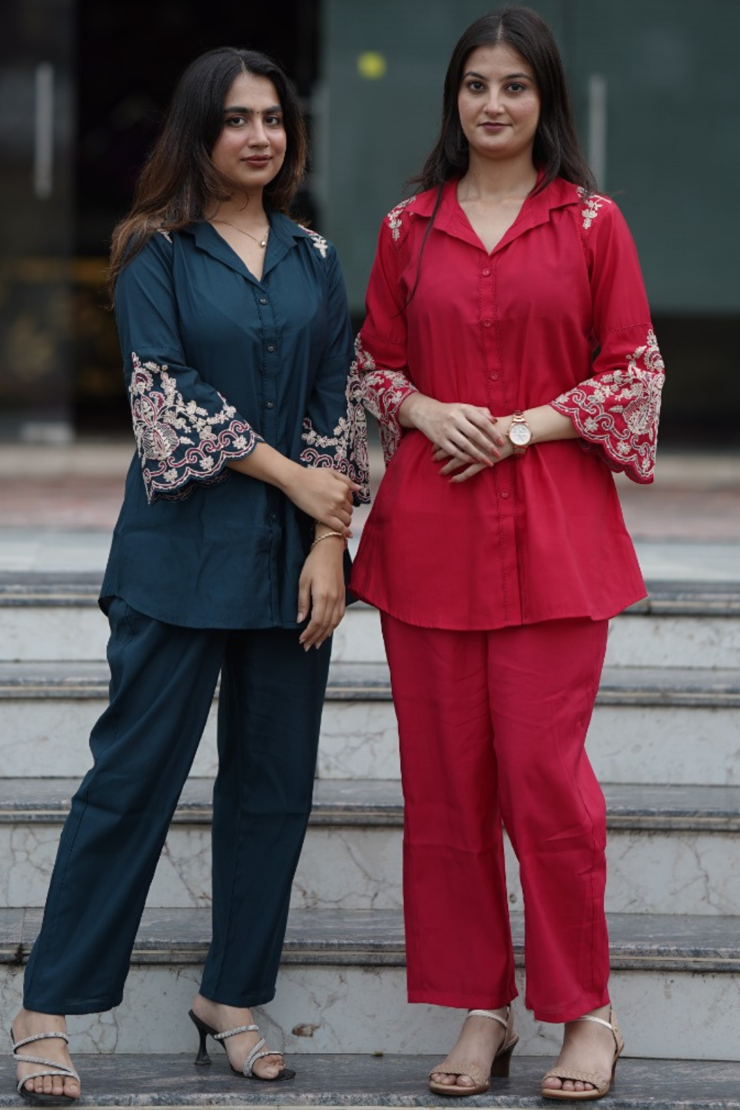 Silk Classic Co-ord Set with Thread Embroidery