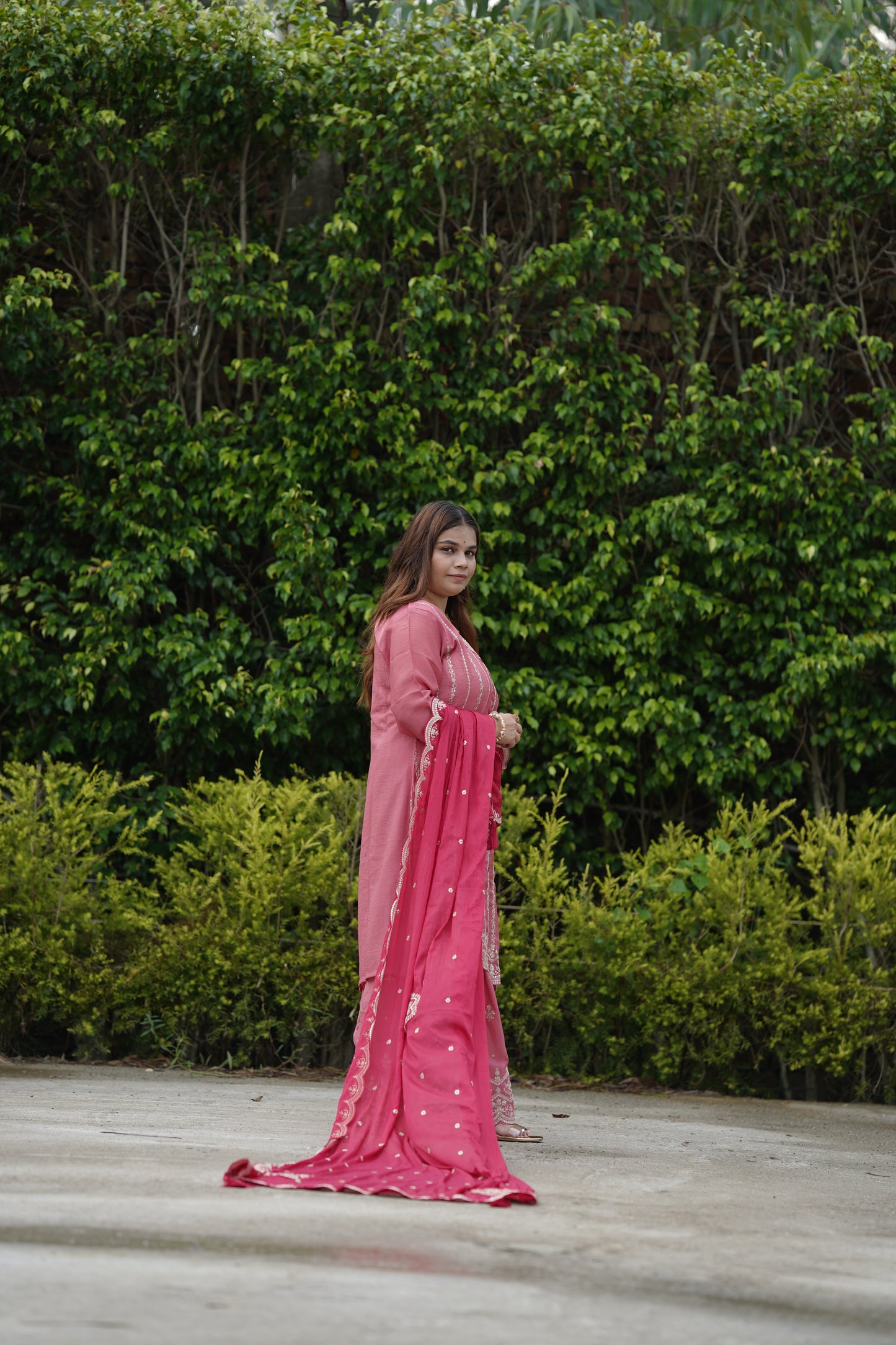 Pure heavy chiffon suit plazo set