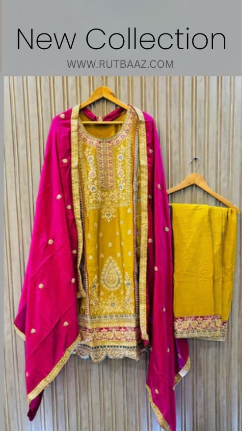 heavy suit plazo set with dupatta