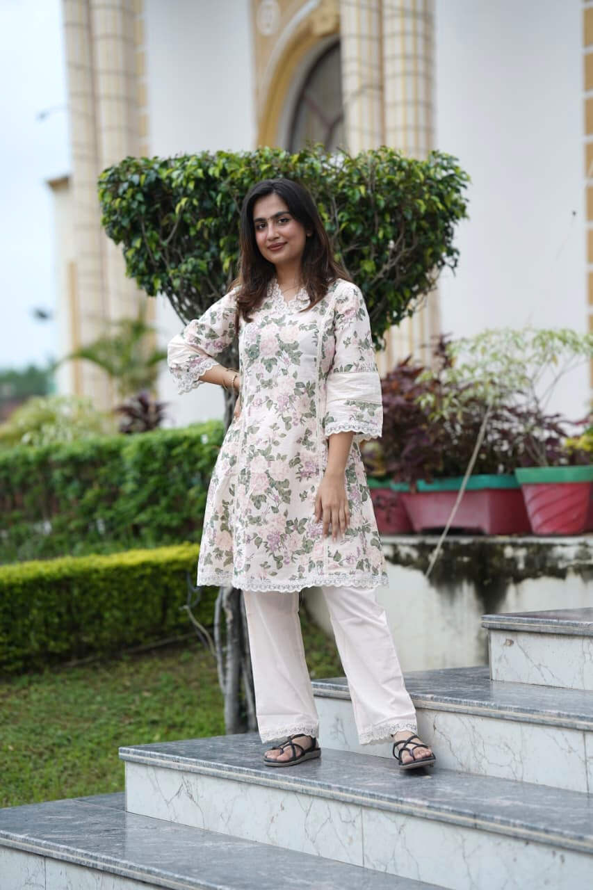 Cotton Floral Kurta Set