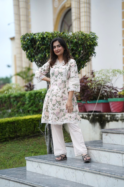 Cotton Floral Kurta Set