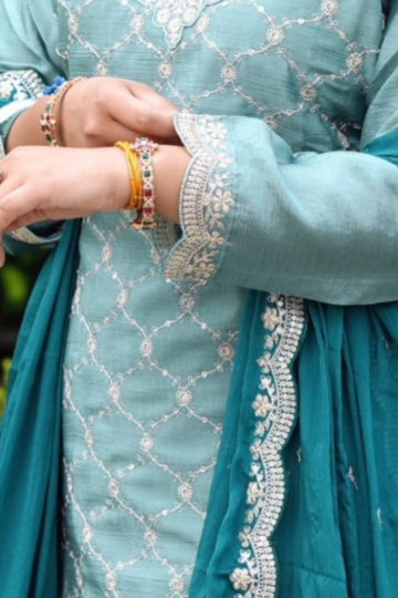 Pure chiffon suit plazzo set