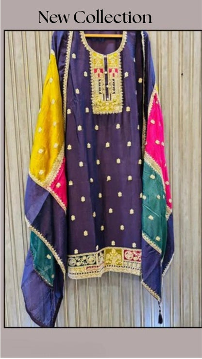 Chiffon wrinkle silk set