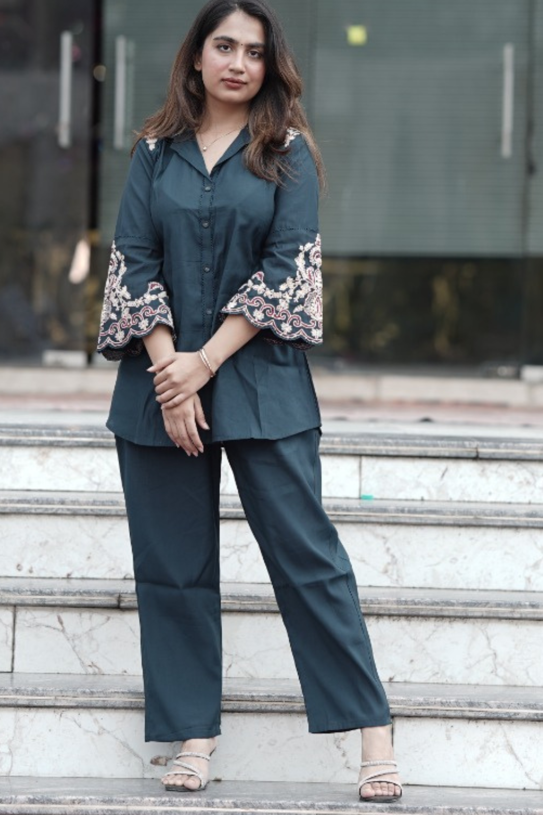 Silk Classic Co-ord Set with Thread Embroidery