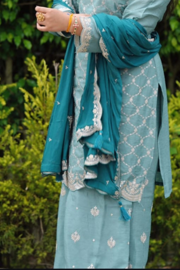 Pure chiffon suit plazzo set