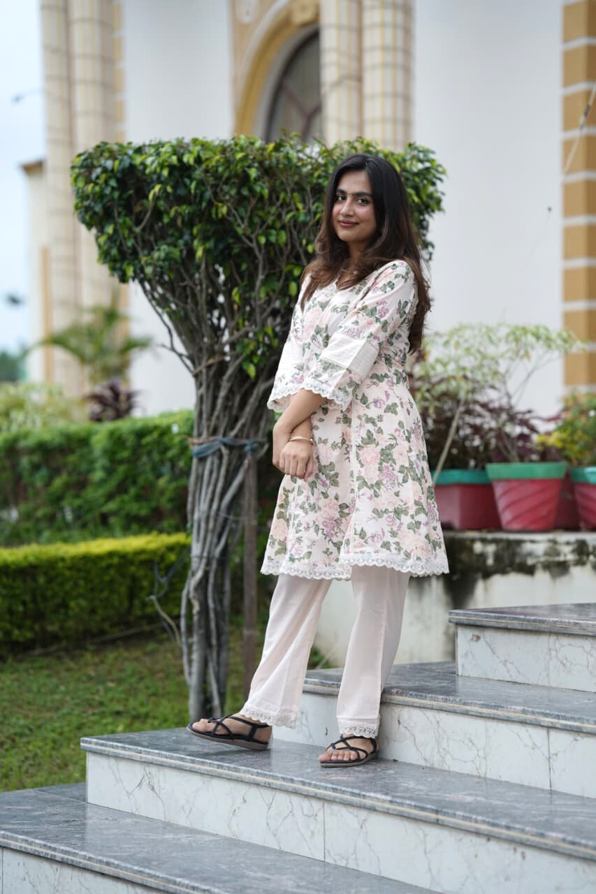 Cotton Floral Kurta Set