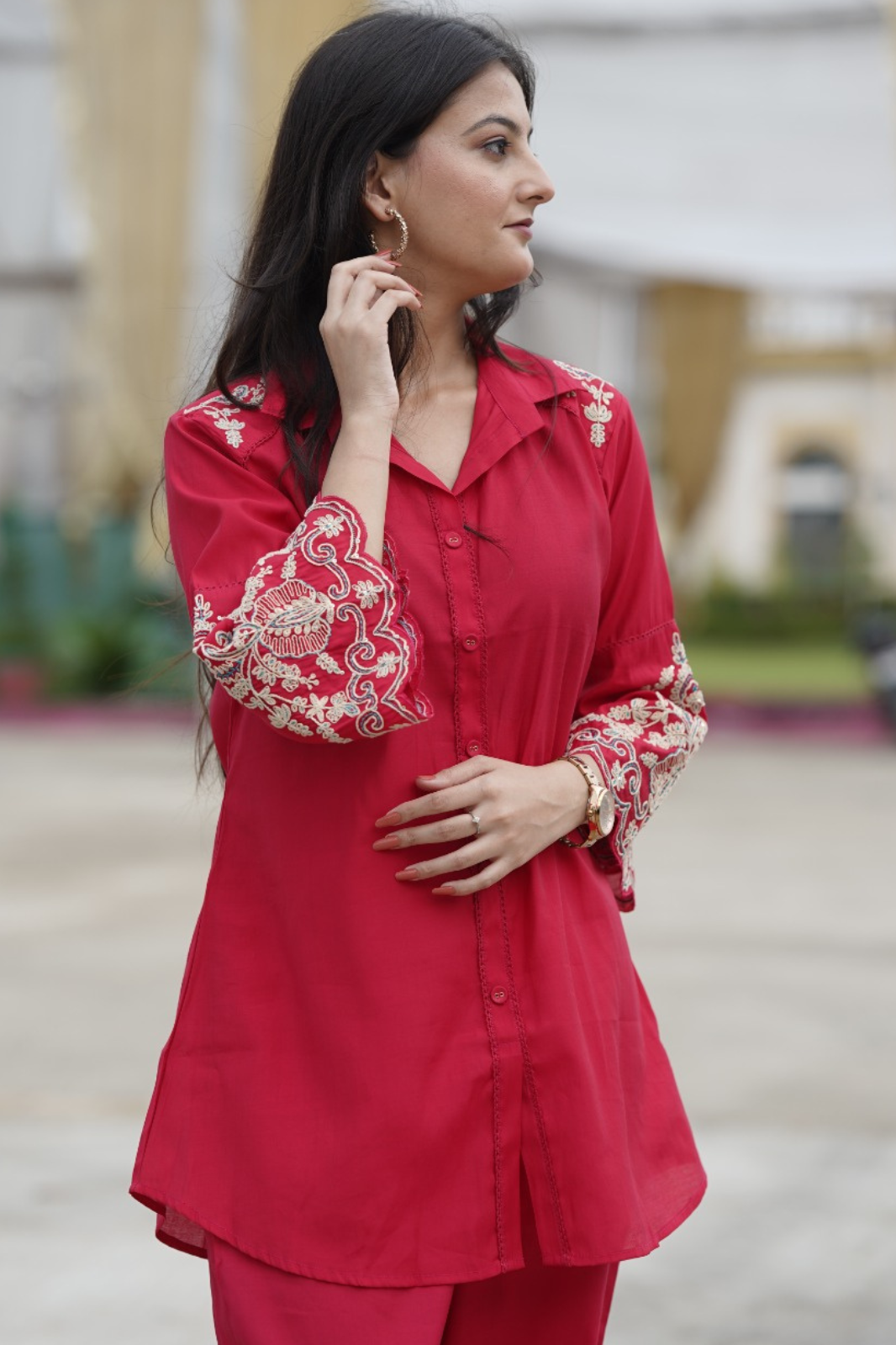 Silk Classic Co-ord Set with Thread Embroidery