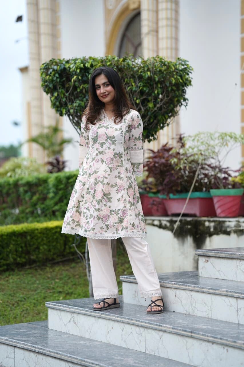 Cotton Floral Kurta Set