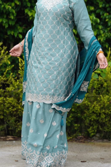 Pure chiffon suit plazzo set