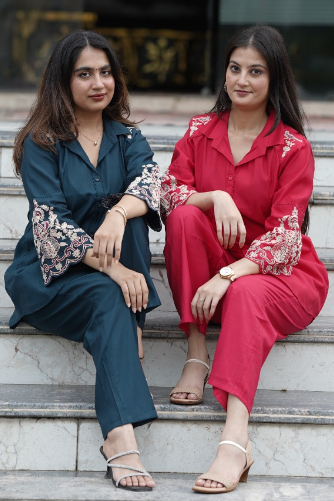 Silk Classic Co-ord Set with Thread Embroidery