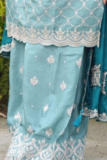 Pure chiffon suit plazzo set