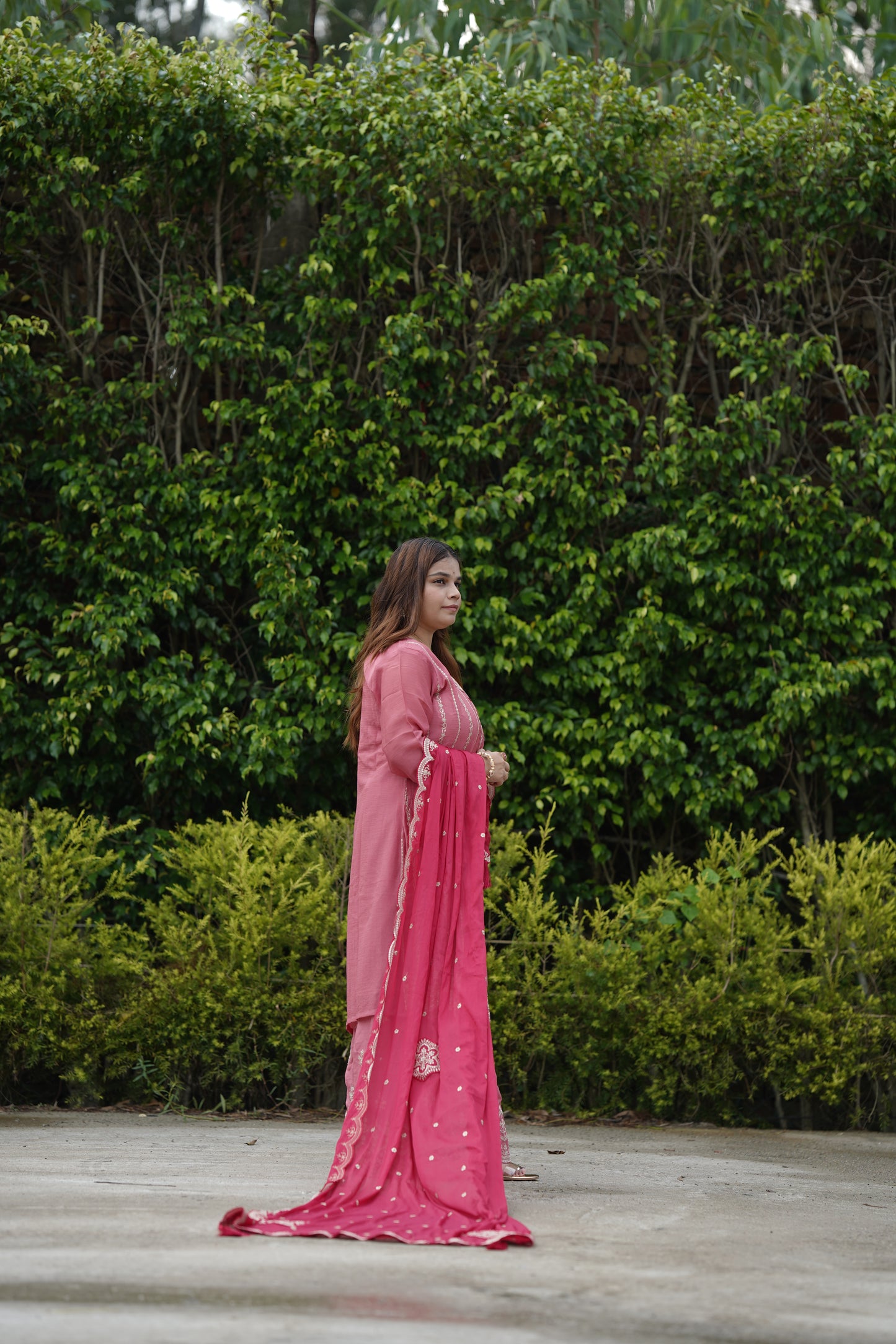 Pure heavy chiffon suit plazo set