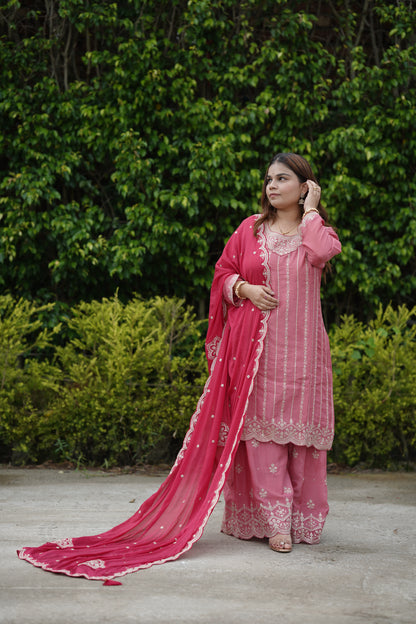 Pure heavy chiffon suit plazo set