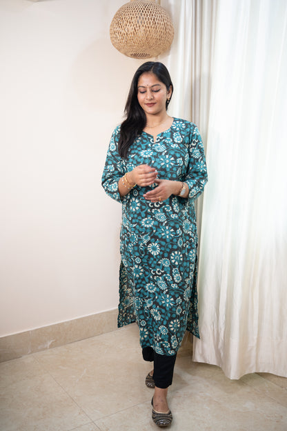 Floral printed kurti pant set