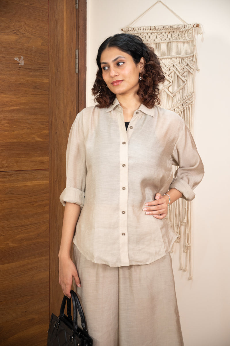 Women classic shirt pant style co ord set