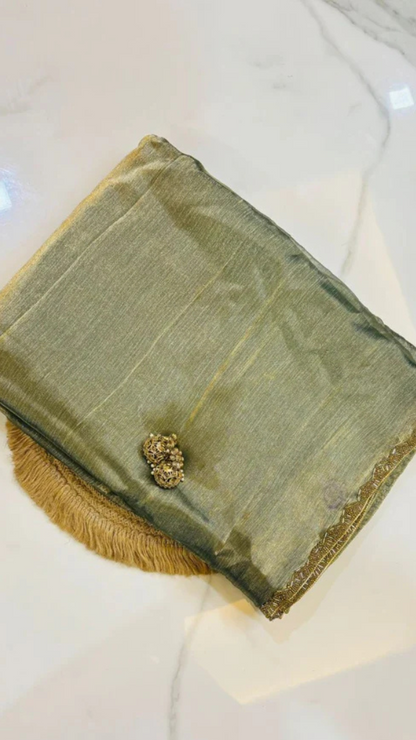 Tissue Saree with Sleek Handwork Border – Available in Two Colours