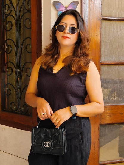 Black  Wrinkle Co- ord Set