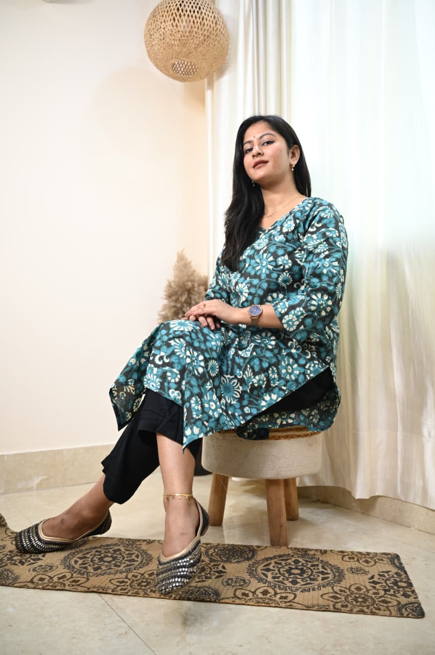 Floral printed kurti pant set