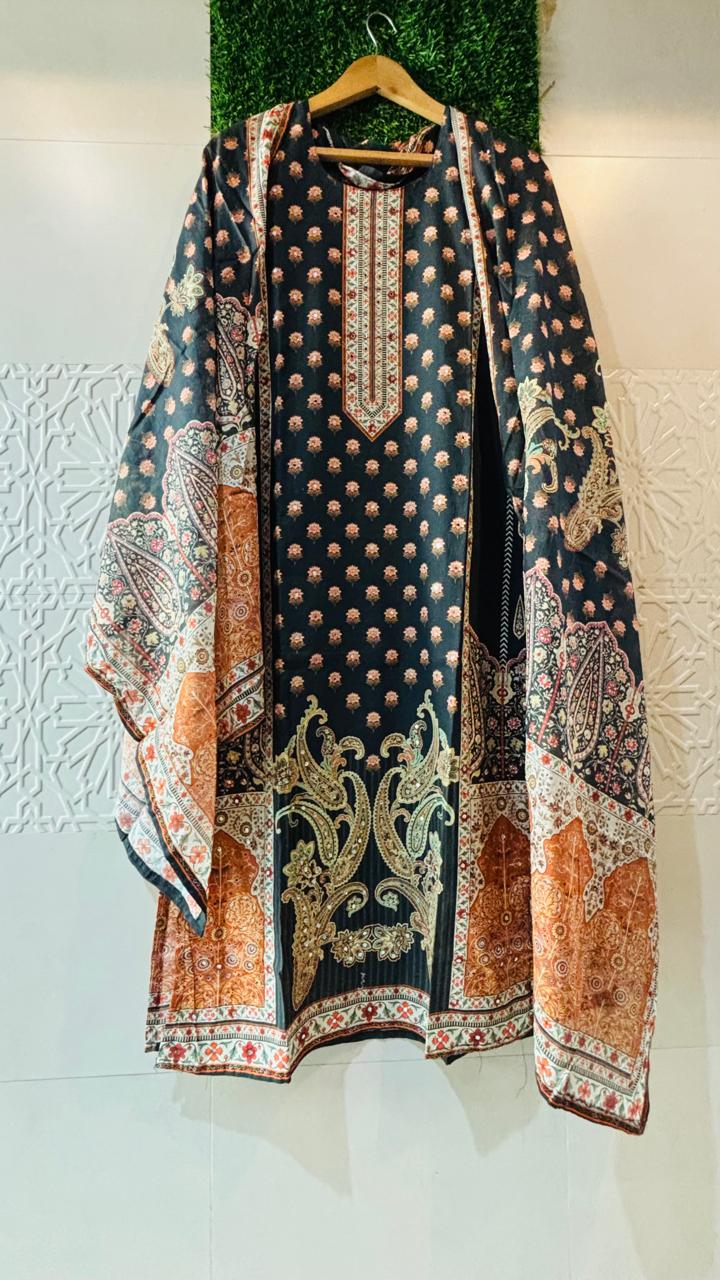 Premium Cotton Suit Set with Printed Dupatta