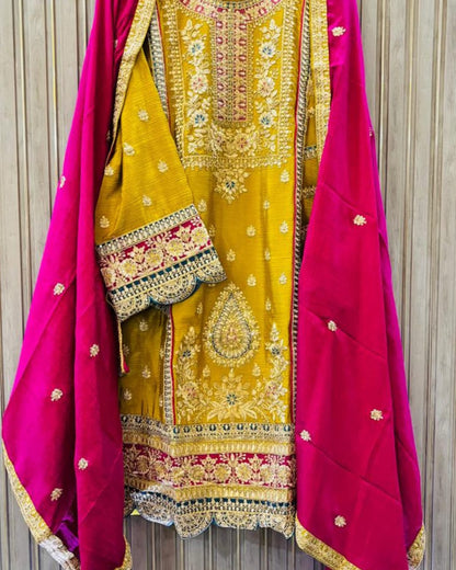 heavy suit plazo set with dupatta