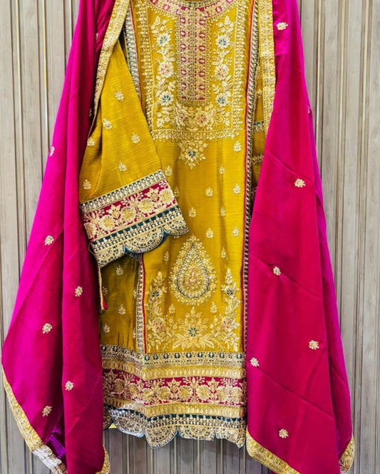 heavy suit plazo set with dupatta