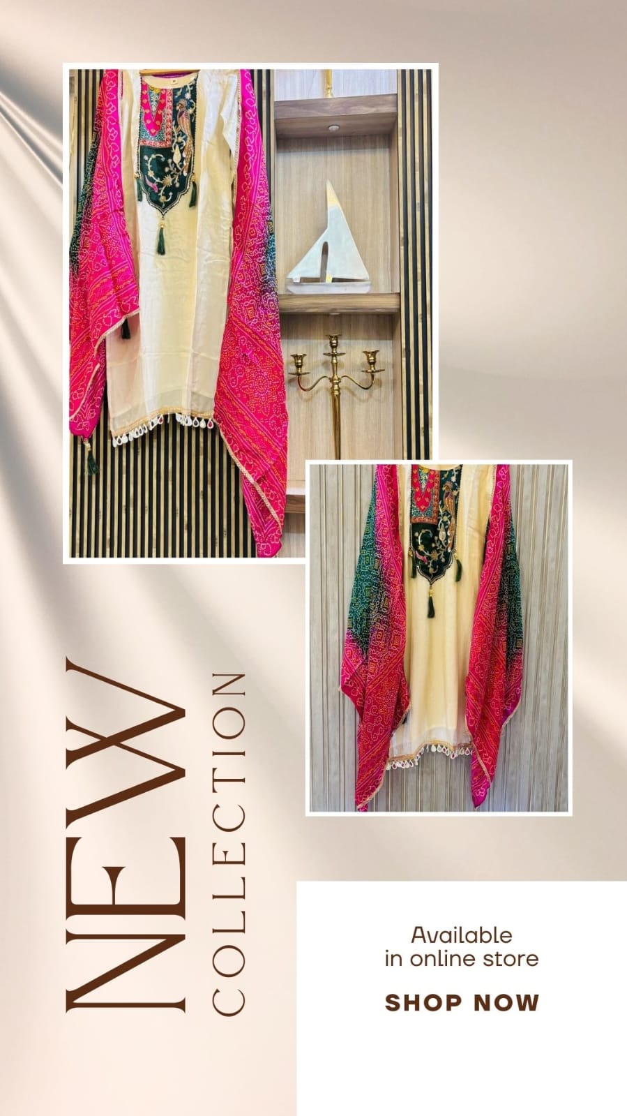 Elegant Chanderi Suit with Bandhani Dupatta