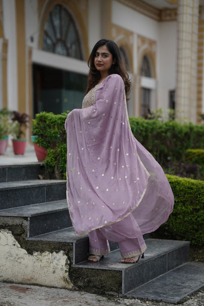 Lavender Roman Silk Suit Set