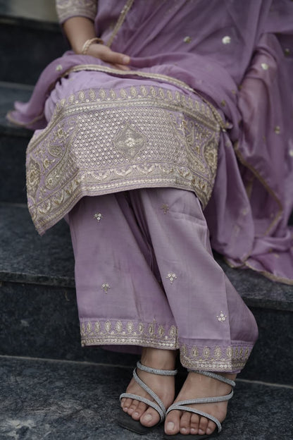 Lavender Roman Silk Suit Set