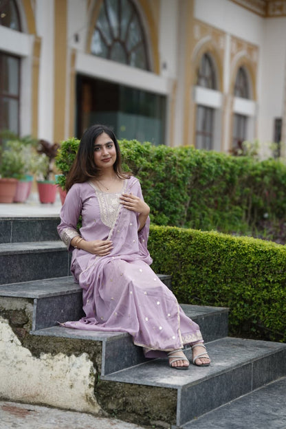 Lavender Roman Silk Suit Set