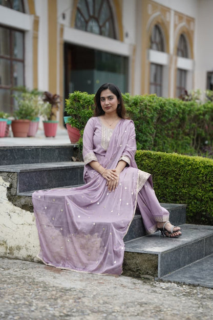 Lavender Roman Silk Suit Set