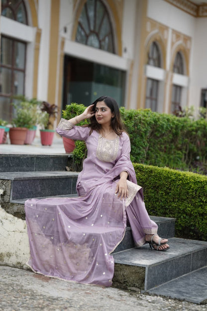 Lavender Roman Silk Suit Set