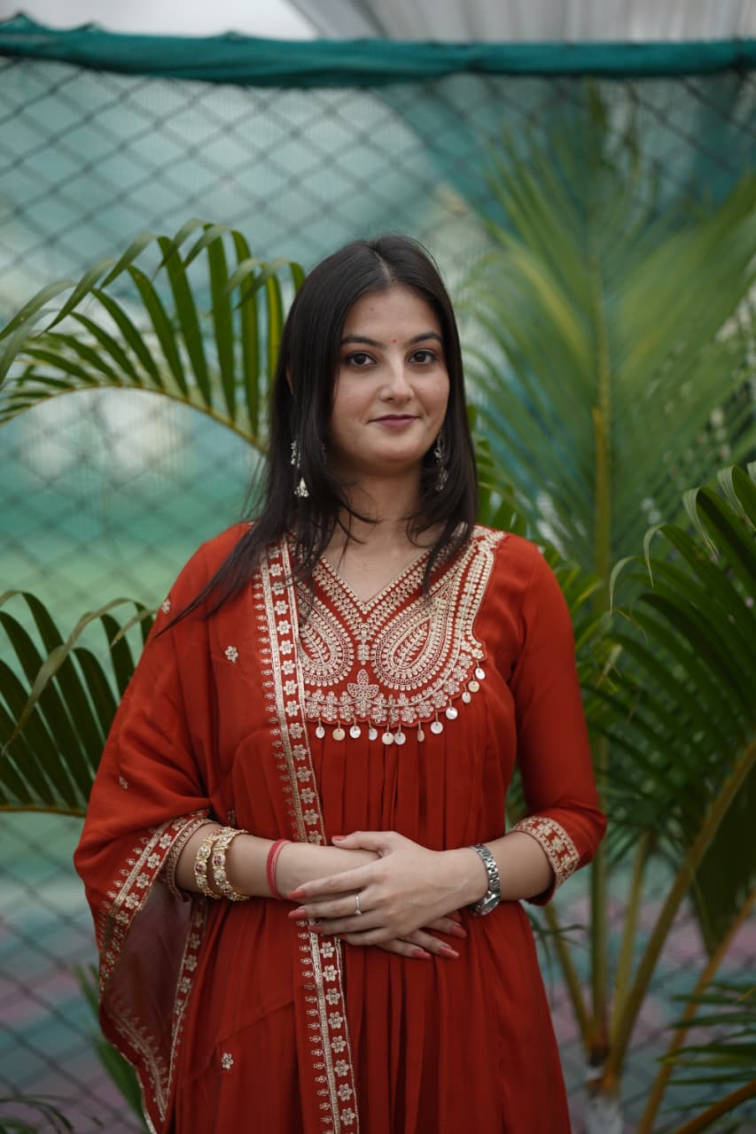 Rust Cotton Silk Suit Set