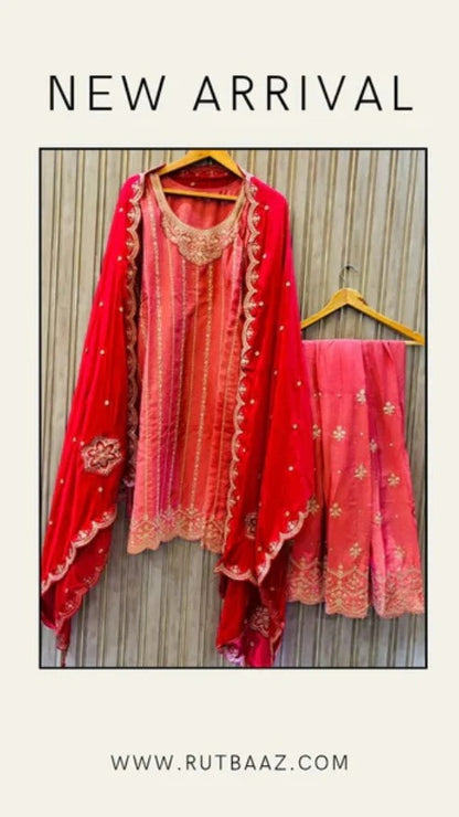 Pure heavy chiffon suit plazo set