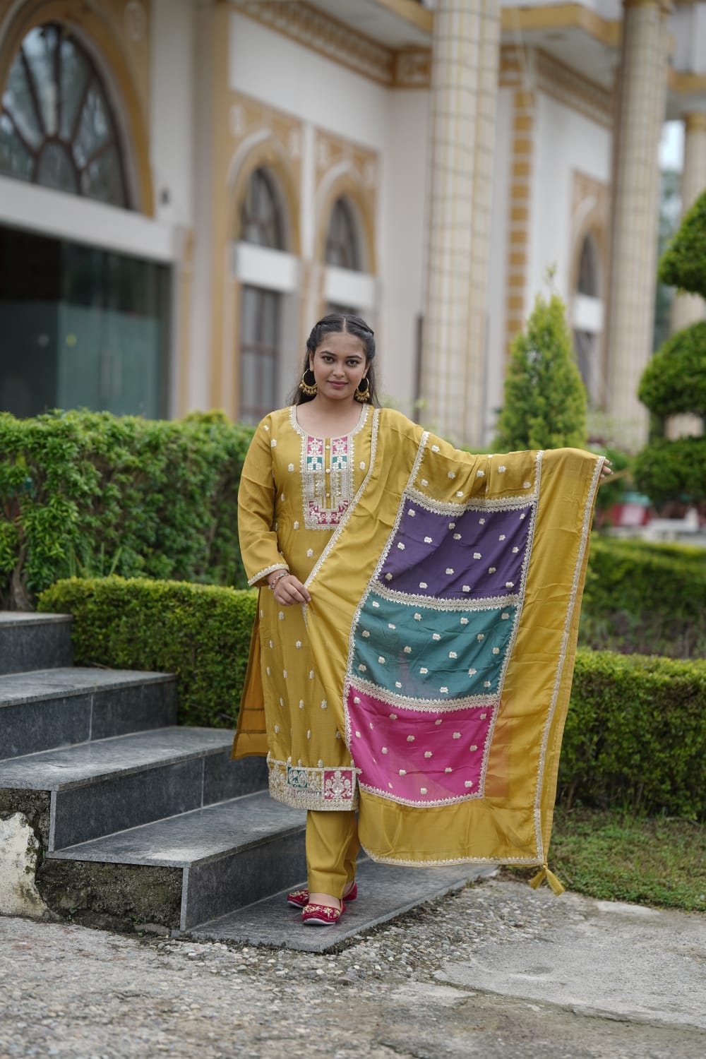 Chiffon wrinkle silk set