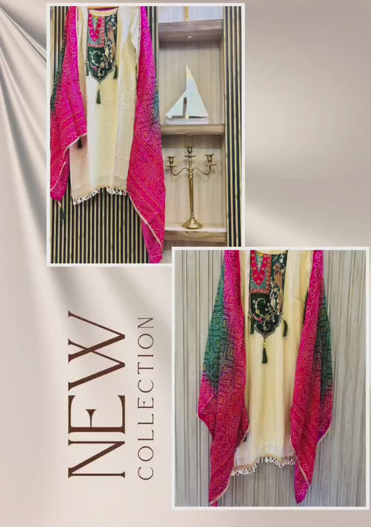 Elegant Chanderi Suit with Bandhani Dupatta